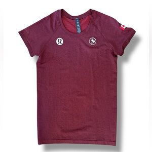 Lululemon 🇨🇦 Team Canada Swiftly Tech Short Sleeve 2.0 Maroon Burgundy Women's 8